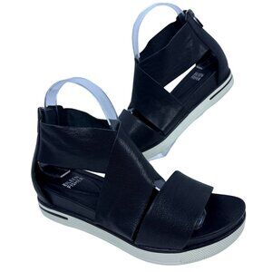 Eileen Fisher Women"s Sport Tumbled Black Leather Strappy Sneaker Sandal 8.5